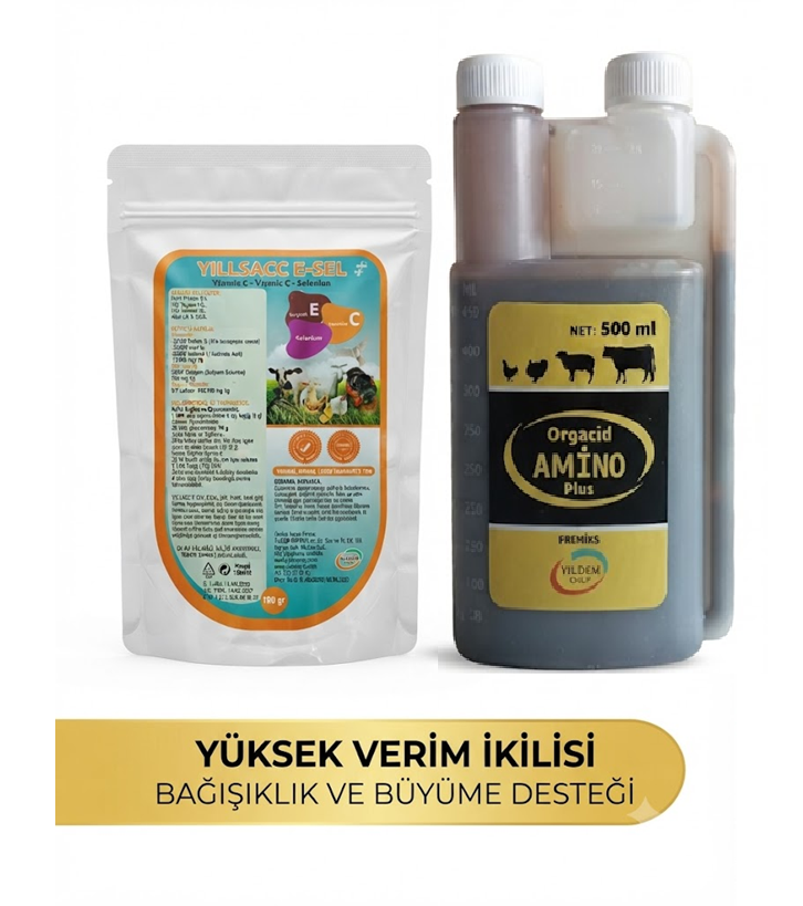 Yillsacc E-Sel 100 gr + Orgacid Amino Plus 500 ml - Yüksek Verim ve Bağışıklık Destek Set